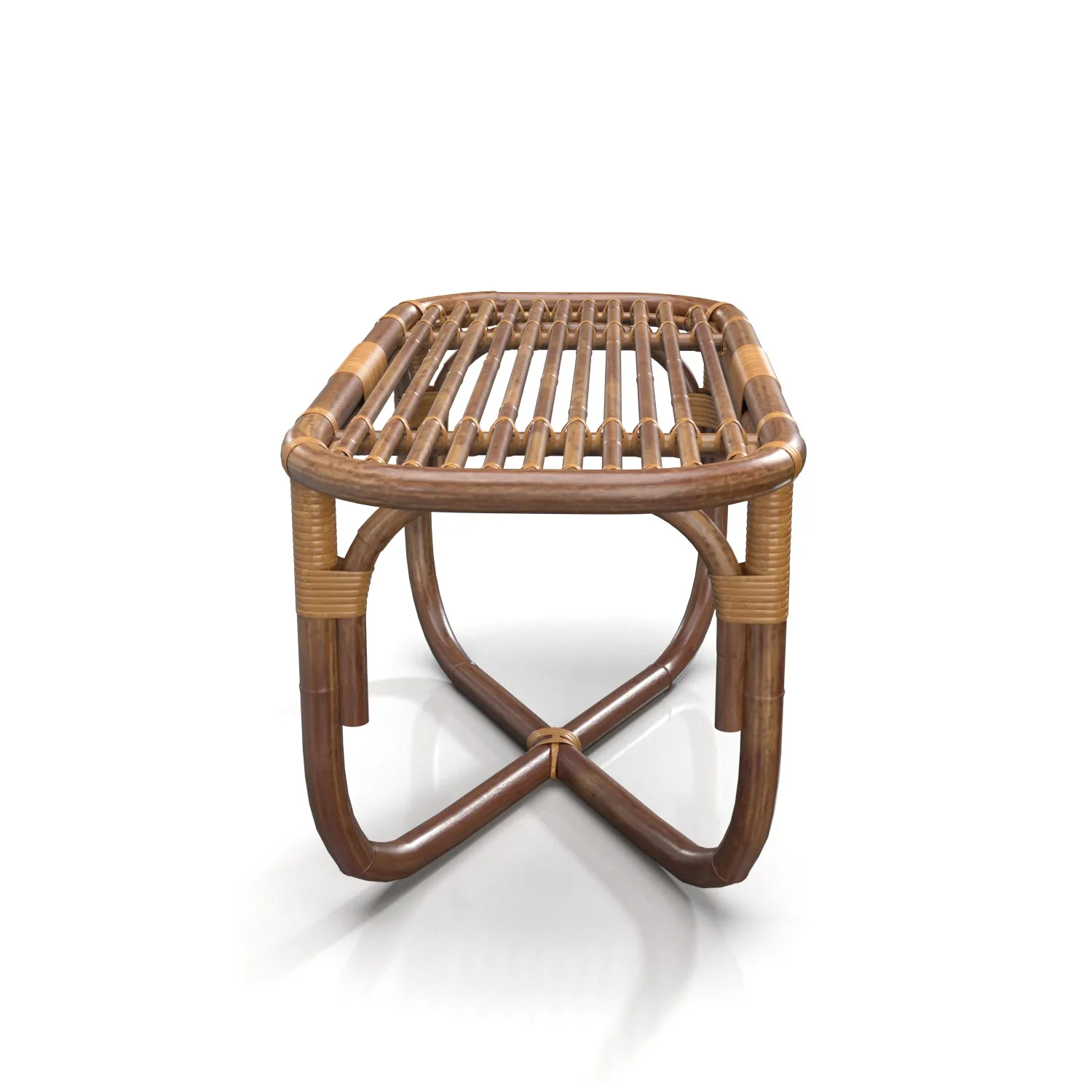 Italian Bamboo and Rattan Bench PBR 3D Model_03